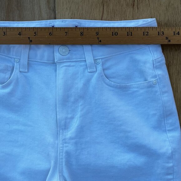 PAIGE CINDY CROP HIGH RISE DESTROYED HEM WOMEN’S JEANS sz 26 Crisp White - Picture 12 of 15